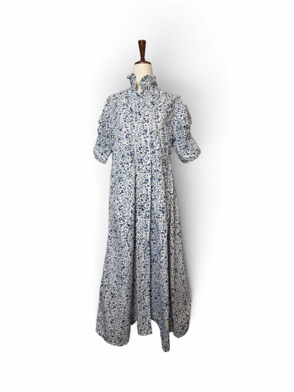 Thierry Colson Venetia Blue Floral Cotton Maxi Dress Medium